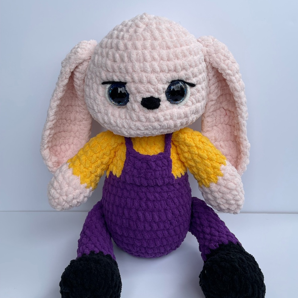 Crochet Bunny Plush Toy Handmade Pink Stuffed Toy